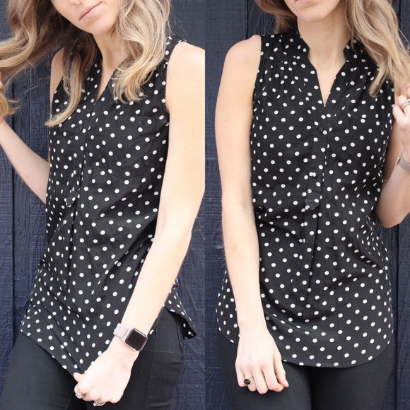 ModCloth Sleeveless Black Tunic with Polka Dots -S - Picture 4 of 4